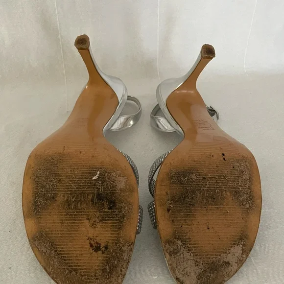 Silver Rhinestone Strappy Heels - Picture 8 of 9